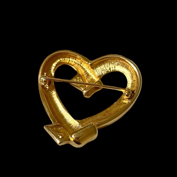 Swarovski Gold Heart with Crystal Rhinestone Brooch Pin - Picture 4 of 5